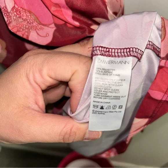 ZIMMERMANN CONCERT DRESS BURGUNDY PEONIES